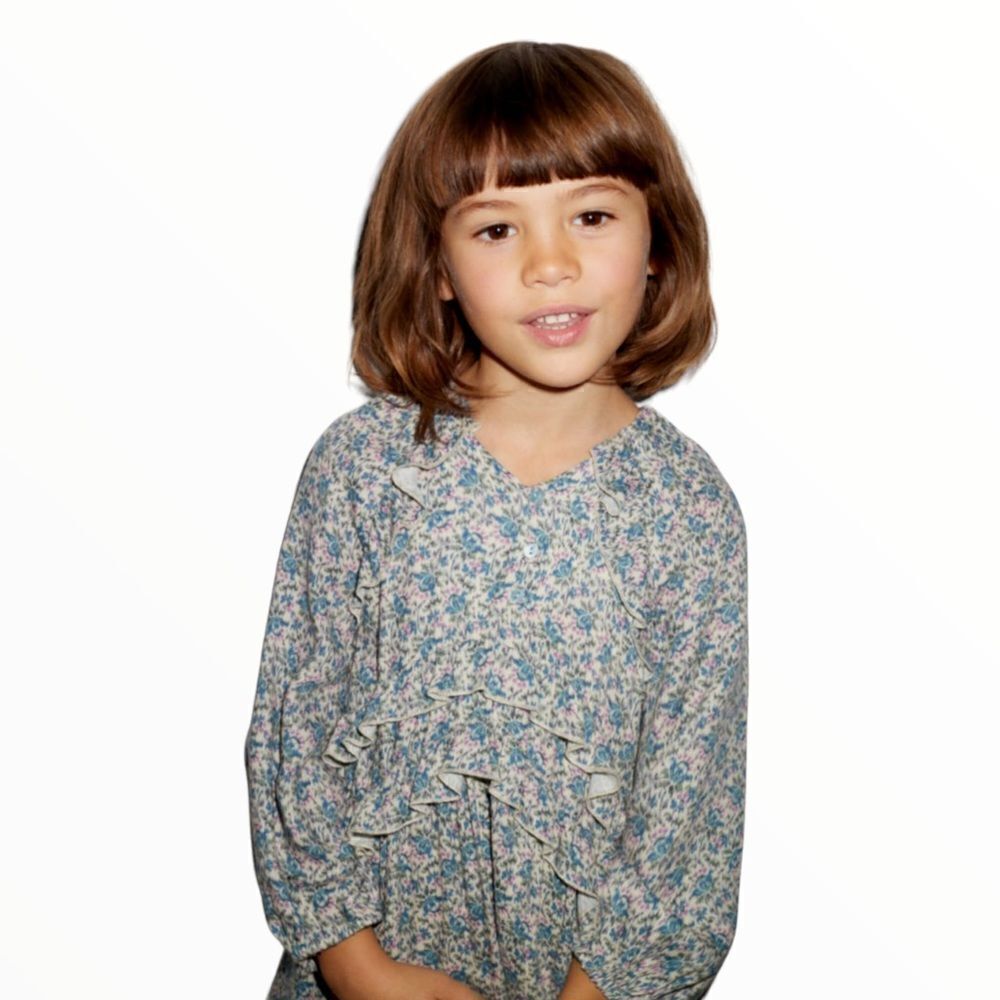 ZARA Kids | Mid-Turquoise | RUFFLED FLORAL DRESS - Picture 5 of 10